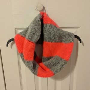 Pink grey knit infinity scarf